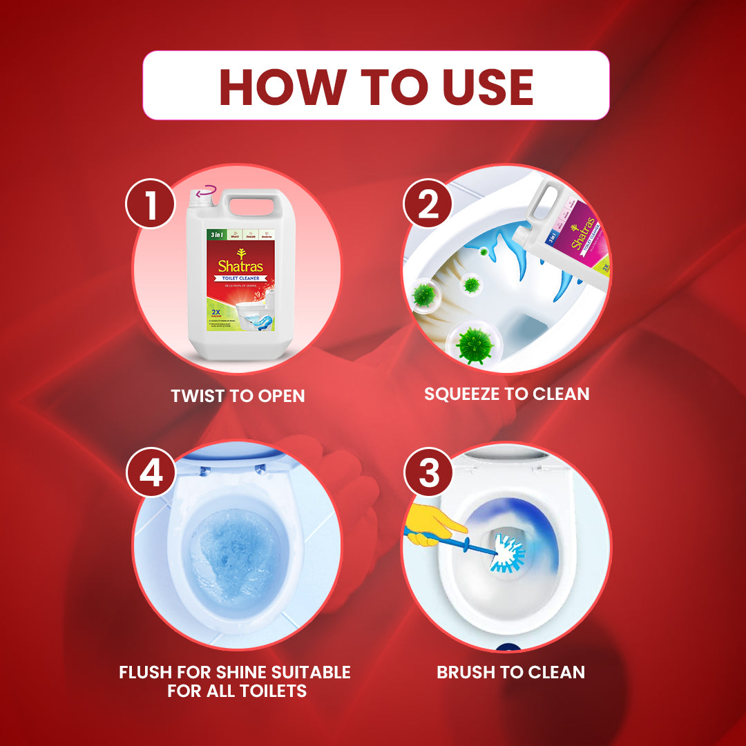 Shatras Disinfectant Red Toilet Cleaner | Kills 99.9% Germs | Advanced Thicker Formula | Provides Long Lasting Freshness