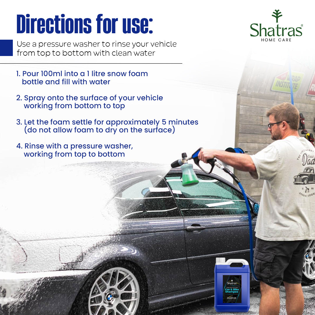 Shatras 5 Ltr Car Wash Shampoo Concentrate - pH Neutral (Blue)