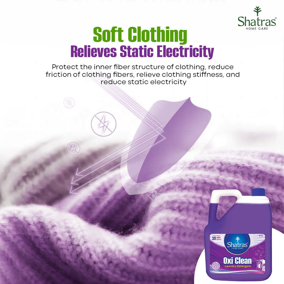 Shatras Oxi Clean 5 Liter Plant Based 3X Odor Fighter Laundery Liquid Detergent | Removes Tough Stains | Liquid Detergent For All Types Of Clothes