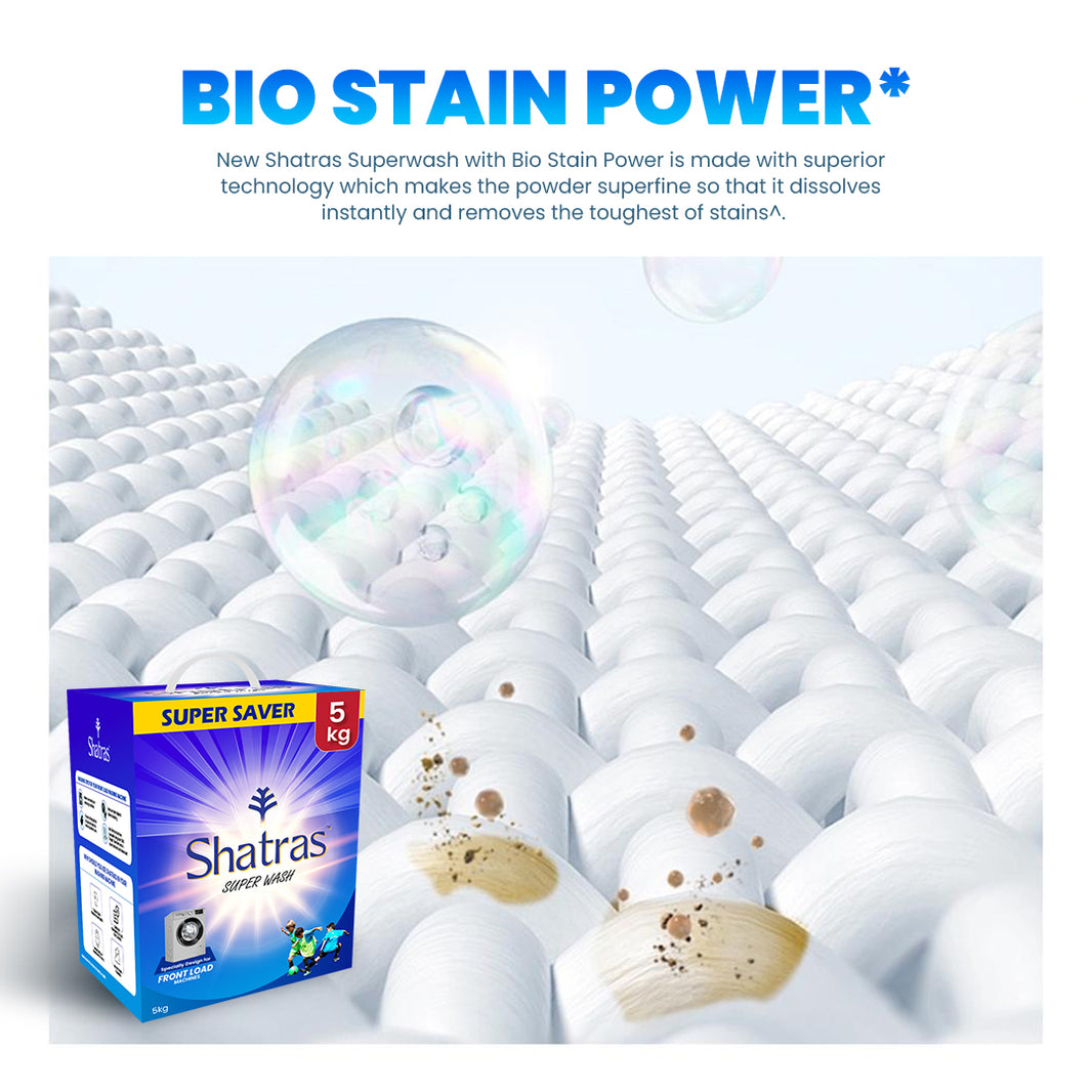 Shatras Super Wash 5 Kg Bio Stain Power for Tough Stain Removal