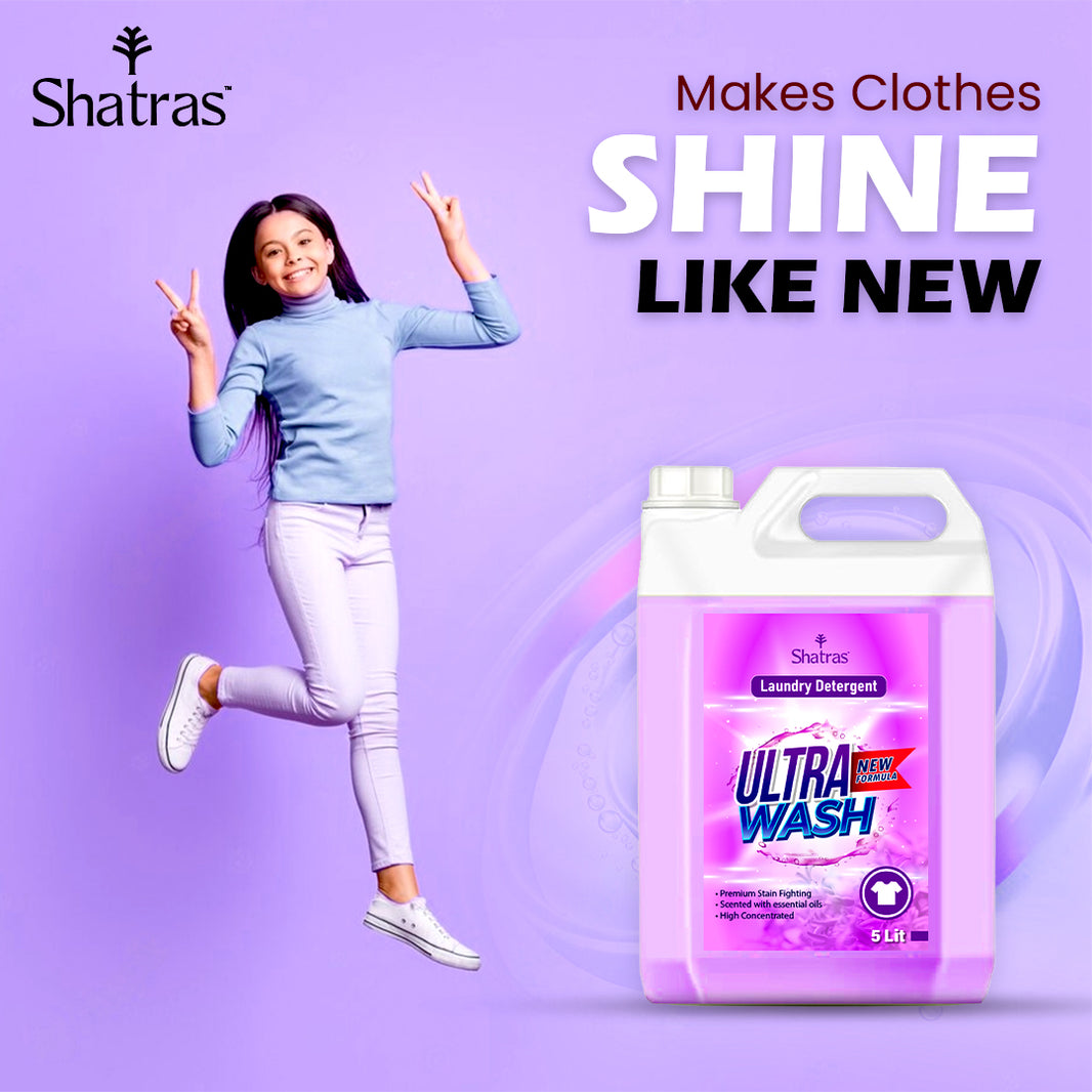Shatras Ultra Wash 5L Powerful Liquid Detergent for Brighter, Softer Clothes (Purple)