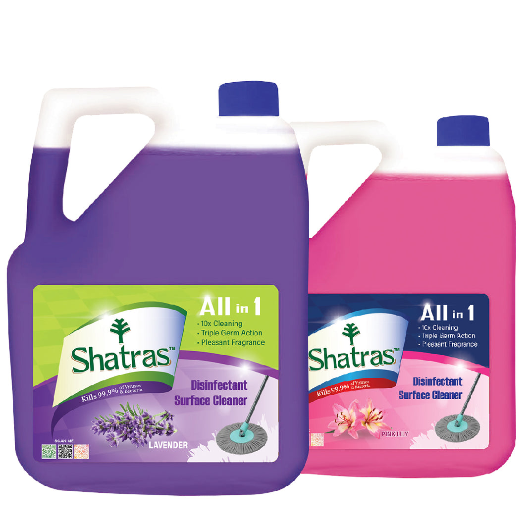 Shatras All In One Surface & Floor Cleaner - 5 Liter | Powerful 10X Cleaning Formula With Pleasant Fragrance | Kills 99% Germ | (Pack Of 2)