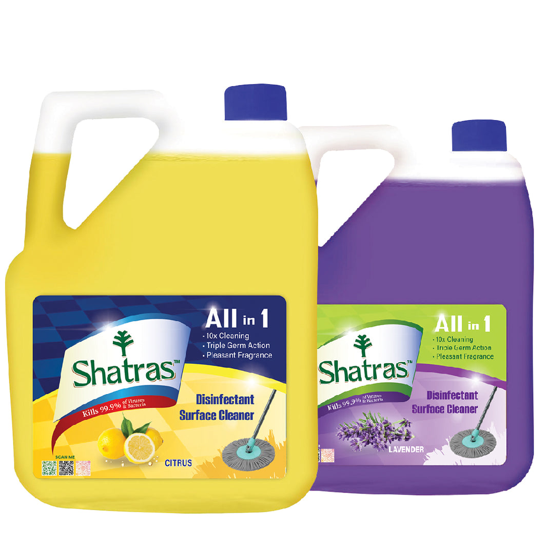 Shatras All In One Surface & Floor Cleaner - 5 Liter | Powerful 10X Cleaning Formula With Pleasant Fragrance | Kills 99% Germ | (Pack Of 2)
