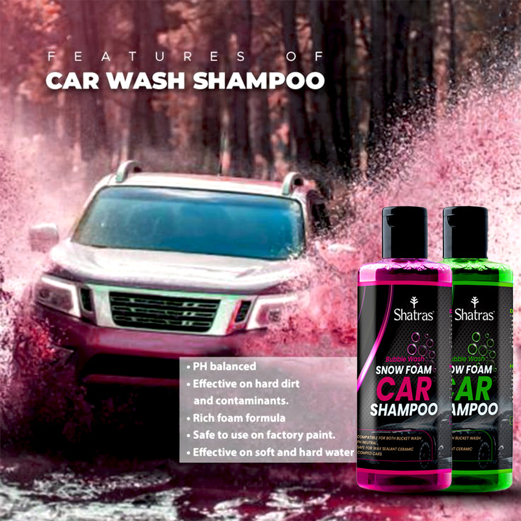 Shatras Snow Foam Car Wash Shampoo – 300 ml (Pink & Green) High-Foam, pH-Balanced Cleaning