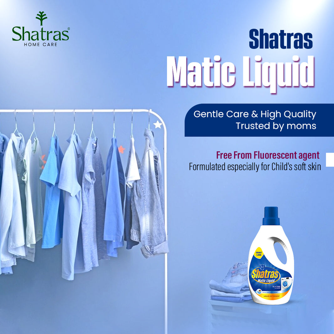 Shatras Matic Liquid Gentle on Clothes, Safe for Kids (Blue)