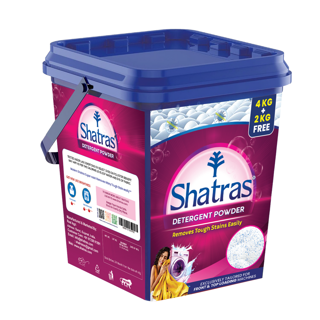 Shatras Pink Detergent Powder - 6 Kg (4 Kg + 2 Kg Free), Washing Machines powder