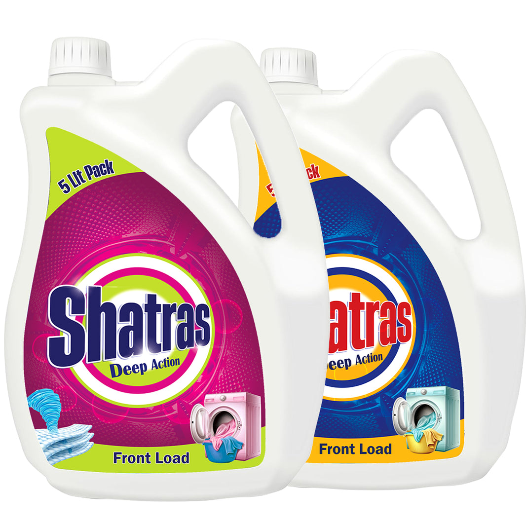 Shatras Front Load Laundry Liquid Detergent 5L x Pack of 2 | Non Toxic, Eco Friendly Best For Front Load