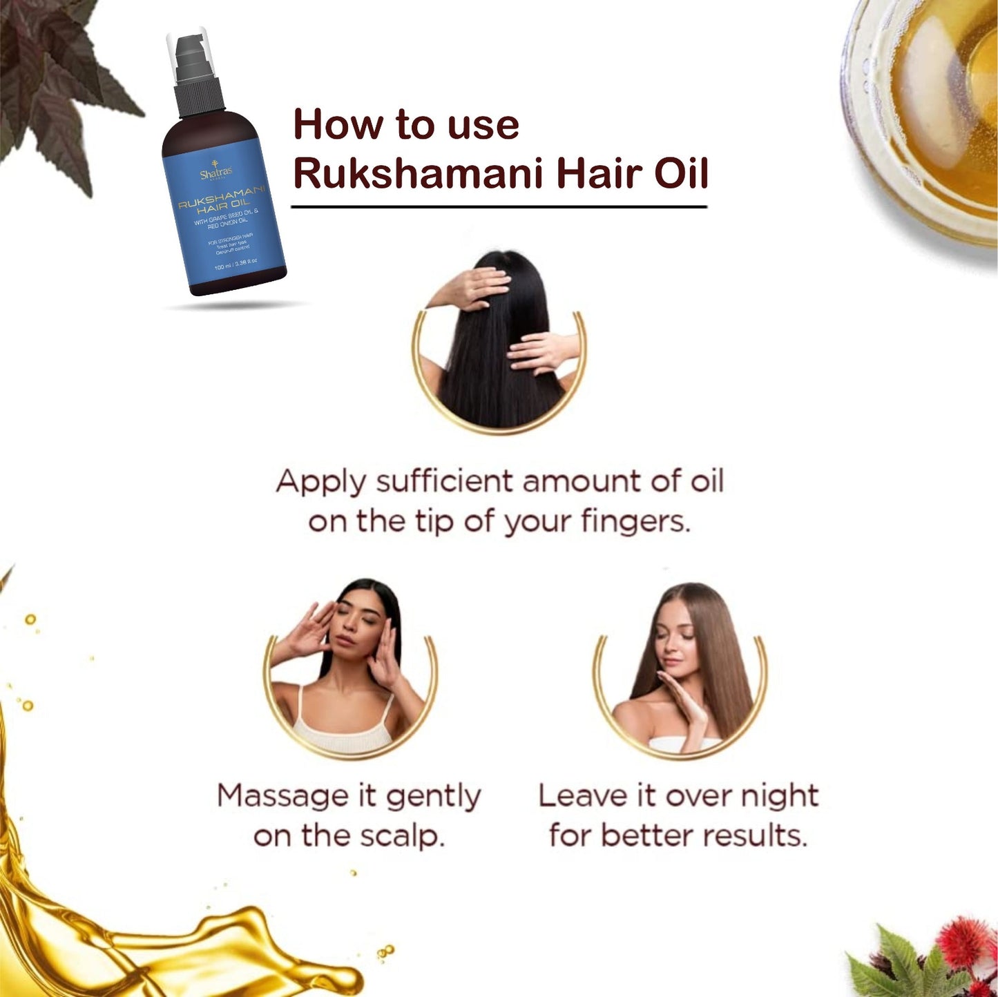 Shatras Herbal Rukshamani Grape Seed & Red Onion Hair Oil (100ML)