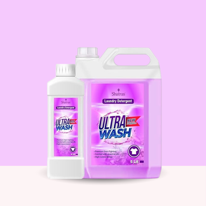 Shatras Ultra Wash Liquid Detergent – 1L & 5L Combo Powerful Stain Removal with One Scoop (Purple)