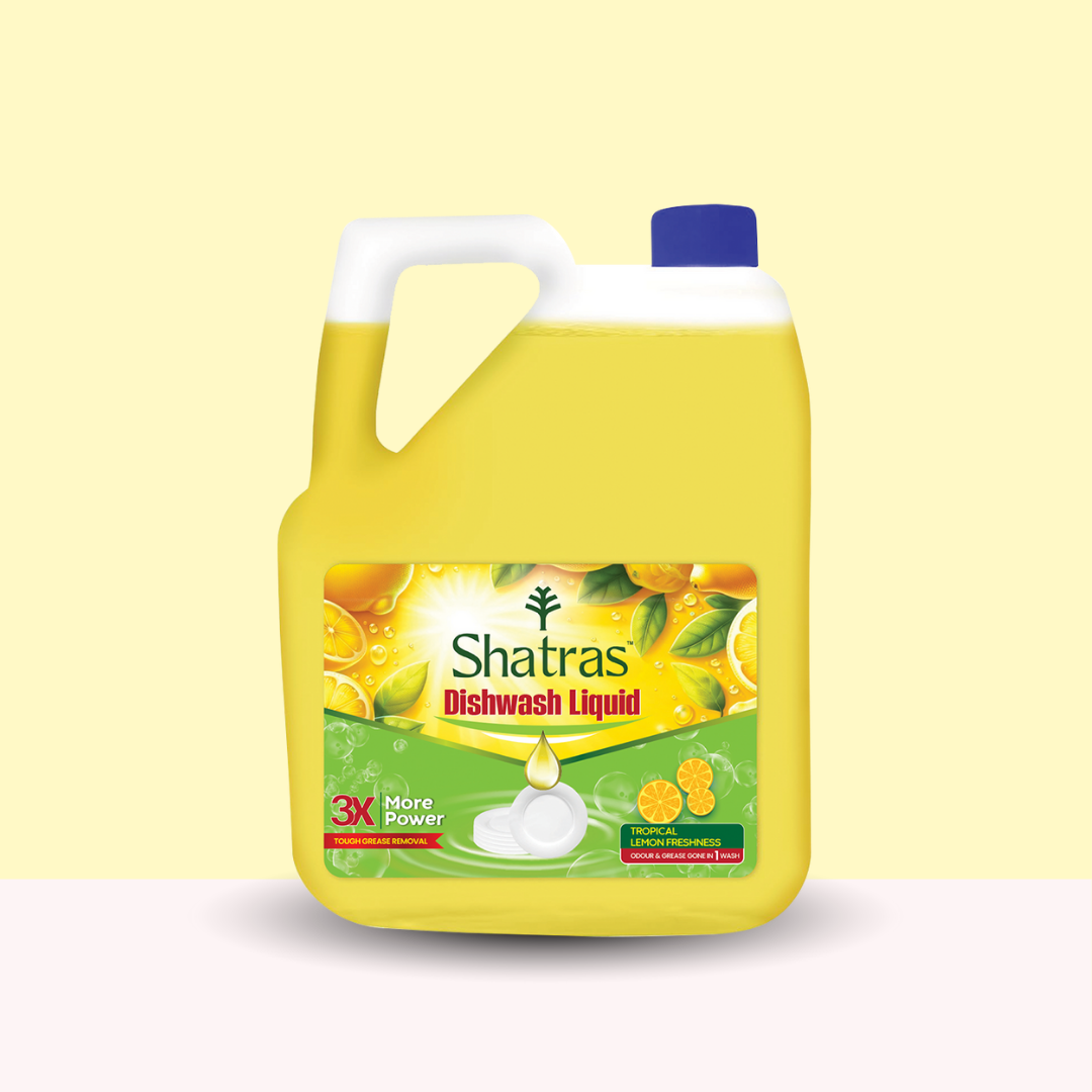 Shatras Dishwash Liquid – 3X Power Gentle on Hands, Lime Fresh Fragrance (Yellow)