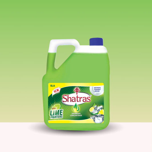 Shatras Dishwash Liquid Gel, Kitchen Utensil Cleaner Removes Grease & Oil-Green Lemon Dishwashing Detergent (5 Litter)