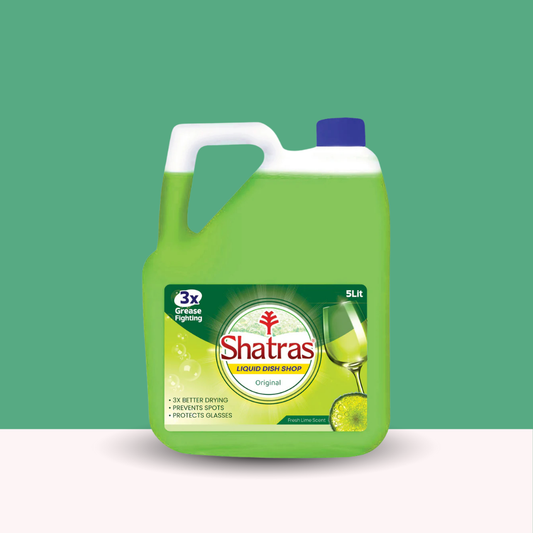 Shatras Green Lime Dishwash Liquid Gel || Dish Cleaning Liquid Gel with German Technology - Active 3X More Power Molecules Leaves No Residue (5 Liter )