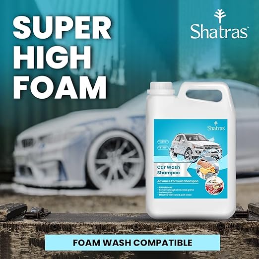 Shatras 5 Ltr foam Car Wash Shampoo Concentrate - pH Neutral(Blue)