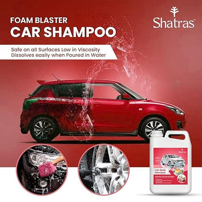 Shatras 5 Ltr foam Car Wash Shampoo Concentrate - pH Neutral(Red)