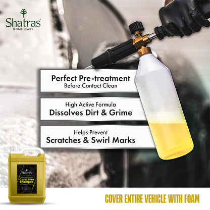 Shatras 5 Ltr Car Wash Shampoo Concentrate - pH Neutral (Yellow)