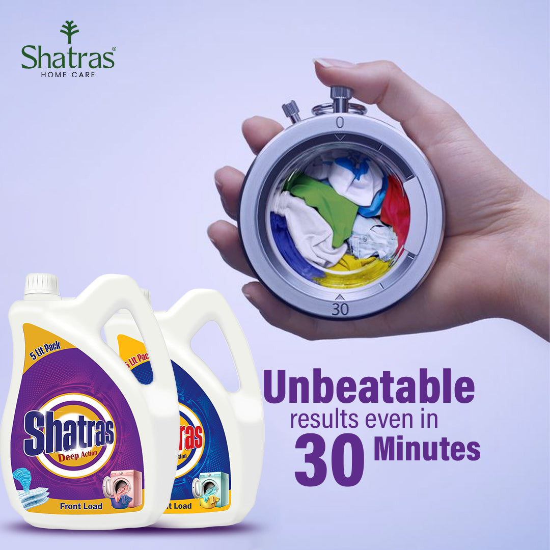 Shatras Front Load Laundry Liquid Detergent 5L x Pack of 2 | Non Toxic, Eco Friendly Best For Front Load