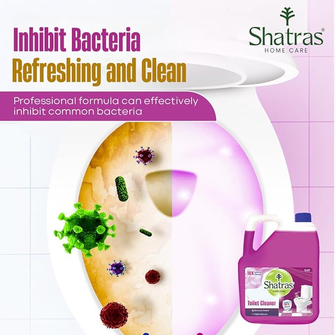 Shatras Home Care Toilet Cleaner - 5 Liters, 10X Advanced Cleaning Power, Kills 99.9% Germs, Removes Stains & Fights Odors