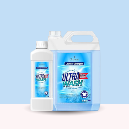 Shatras Ultra Wash Liquid Detergent – 1L & 5L Combo Powerful Stain Removal with One Scoop (Blue)