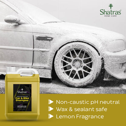 Shatras 5 Ltr Car Wash Shampoo Concentrate - pH Neutral (Yellow)