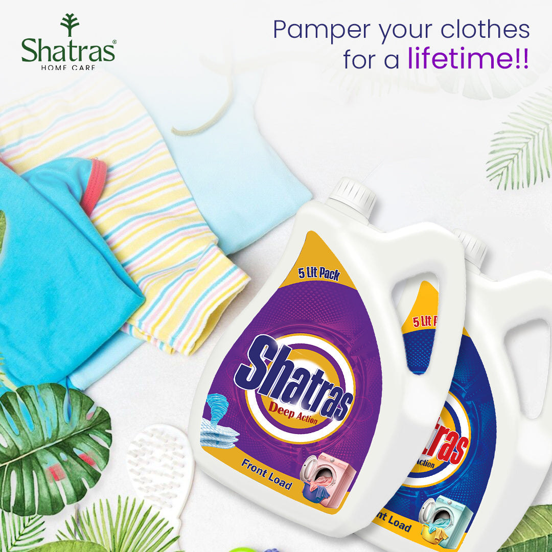 Shatras Front Load Laundry Liquid Detergent 5L x Pack of 2 | Non Toxic, Eco Friendly Best For Front Load