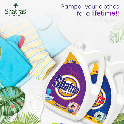 Shatras Front Load Laundry Liquid Detergent 5L x Pack of 2 | Non Toxic, Eco Friendly Best For Front Load