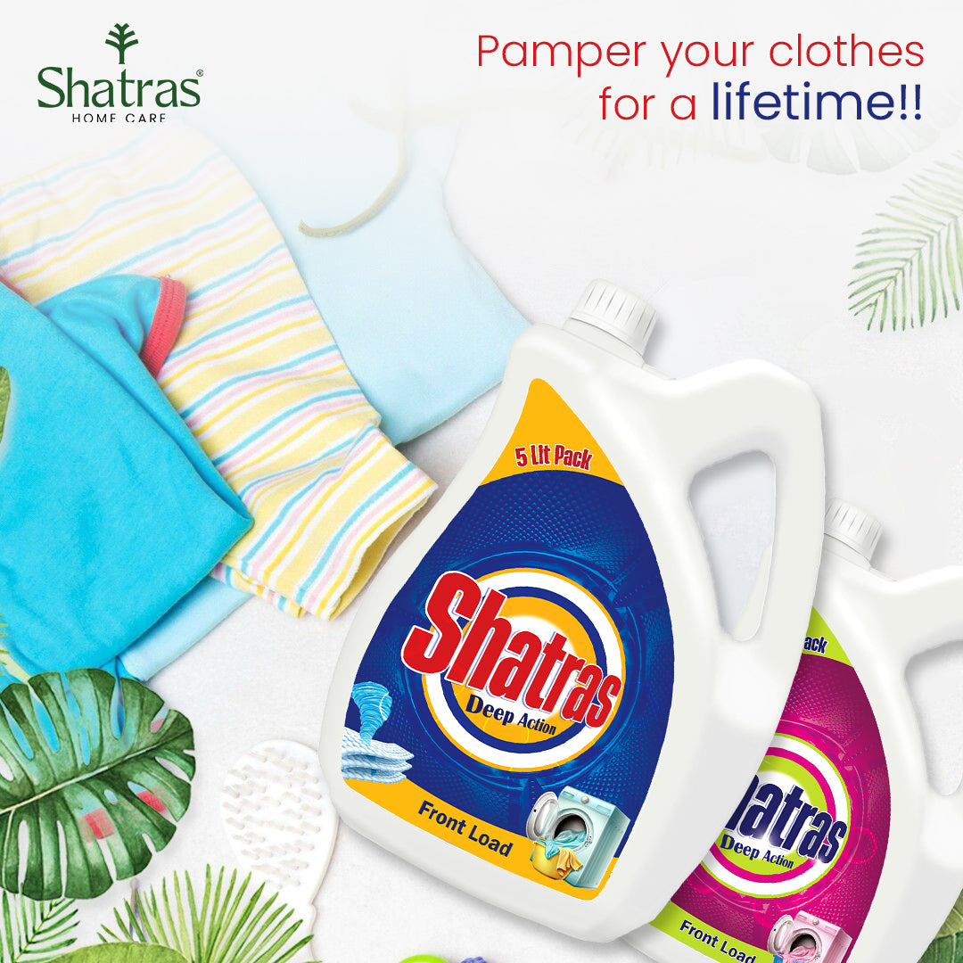 Shatras Front Load Laundry Liquid Detergent 5L x Pack of 2 | Non Toxic, Eco Friendly Best For Front Load