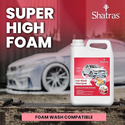 Shatras 5 Ltr foam Car Wash Shampoo Concentrate - pH Neutral(Red)