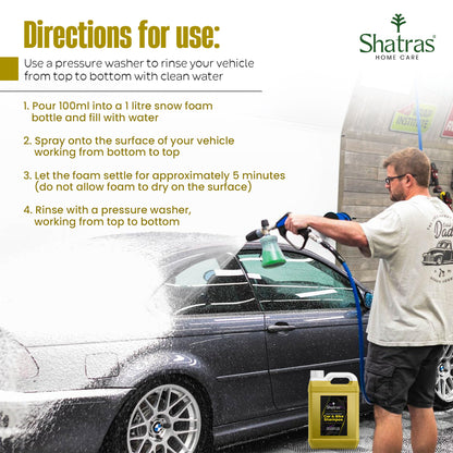 Shatras 5 Ltr Car Wash Shampoo Concentrate - pH Neutral (Yellow)