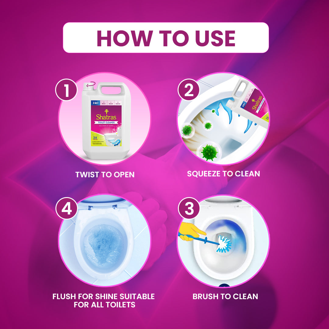 Shatras Home Care Toilet Cleaner - 10X Advanced Cleaning Power, Kills 99.9% Germs, Removes Stains & Fights Odors