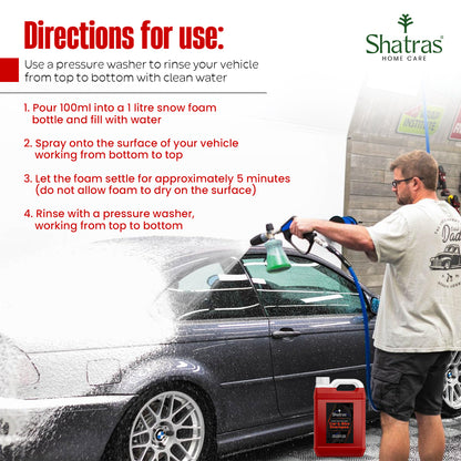 Shatras 5 Ltr Car Wash Shampoo Concentrate - pH Neutral (Red)