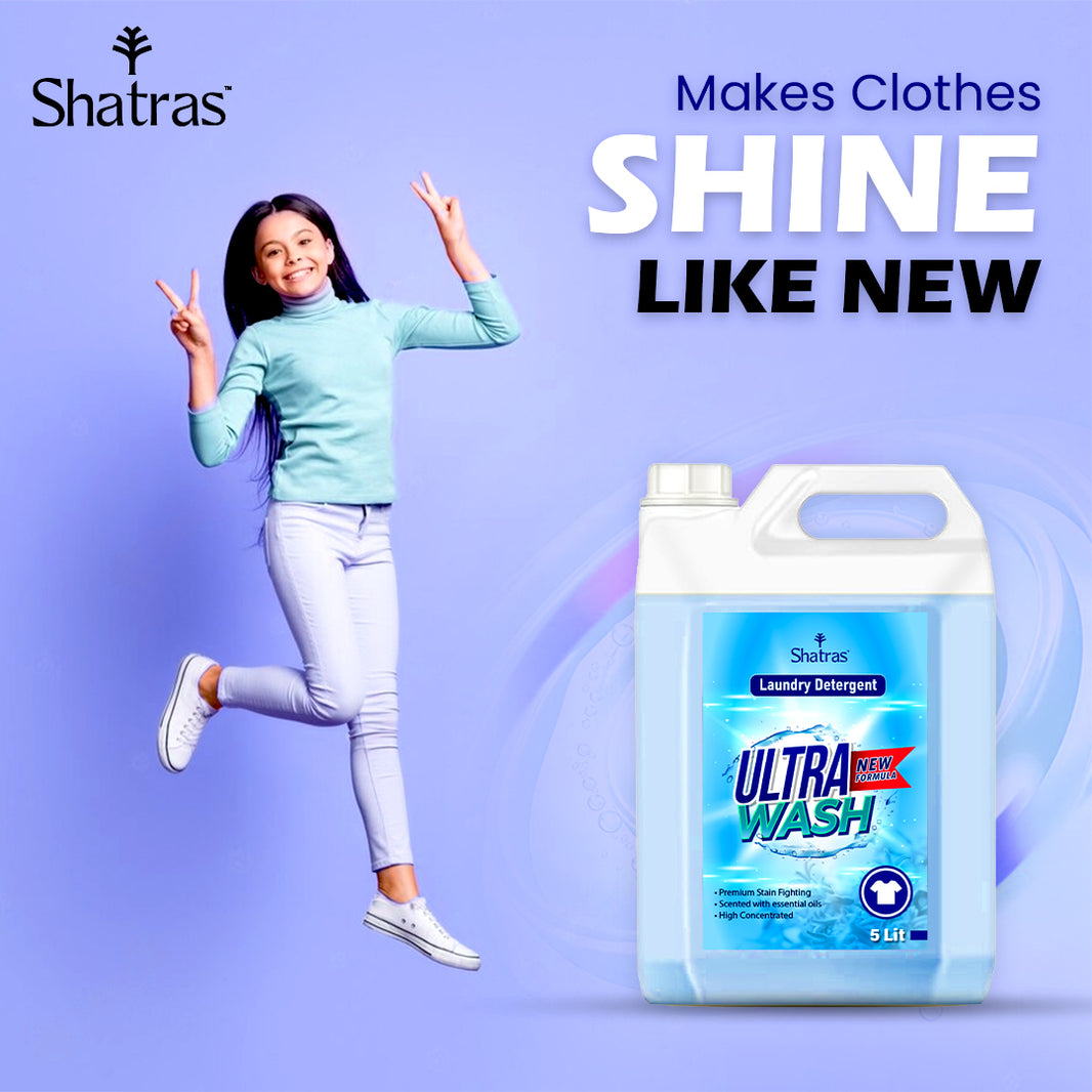 Shatras Ultra Wash 5L Powerful Liquid Detergent for Brighter, Softer Clothes (Blue)