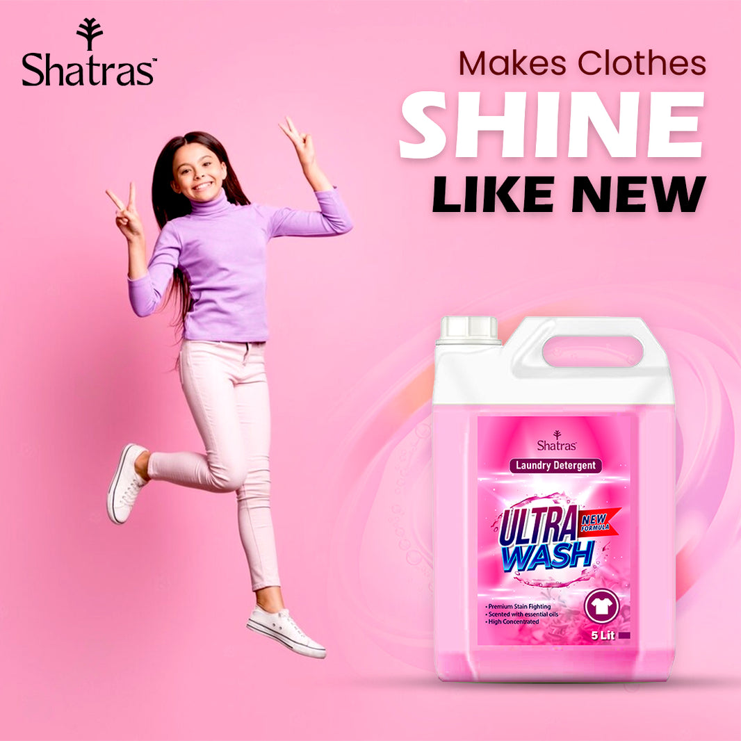 Shatras Ultra Wash 5L Powerful Liquid Detergent for Brighter, Softer Clothes (Pink)