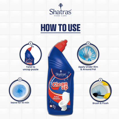 Shatras Toilet Cleaner Extra Thick Formula, Removes Stains, Rust & Hard Water Deposits (Pack Of 4)