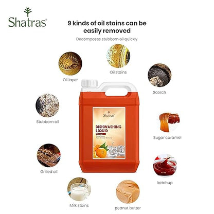 Shatras Dishwash Liquid Gel Orange Can Jar, Kitchen Utensils Cleaner Removes Grease & Oil-Orange Dishwashing Liquid Gel