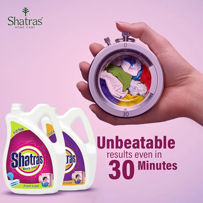 Shatras Front Load Laundry Liquid Detergent 5L x Pack of 2 | Non Toxic, Eco Friendly Best For Front Load