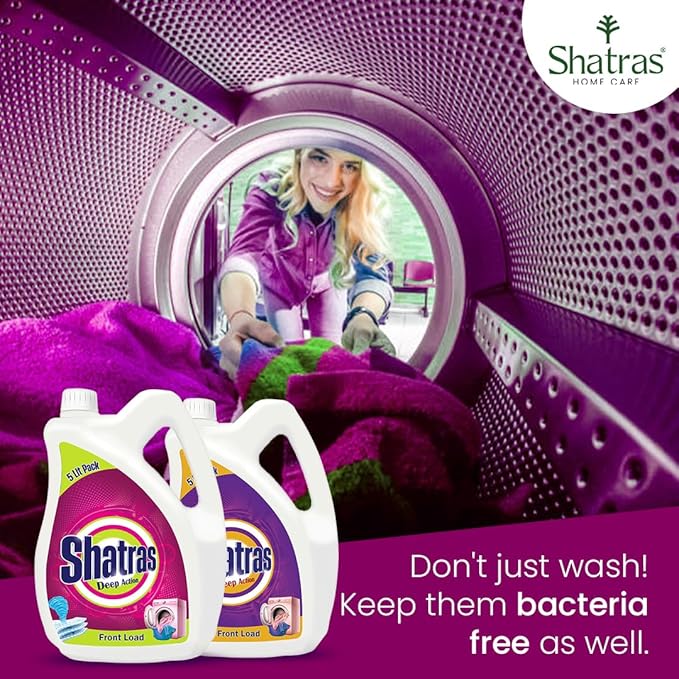 Shatras Front Load Laundry Liquid Detergent 5L x Pack of 2 | Non Toxic, Eco Friendly Best For Front Load
