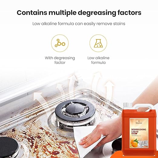Shatras Dishwash Liquid Gel Orange Can Jar, Kitchen Utensils Cleaner Removes Grease & Oil-Orange Dishwashing Liquid Gel