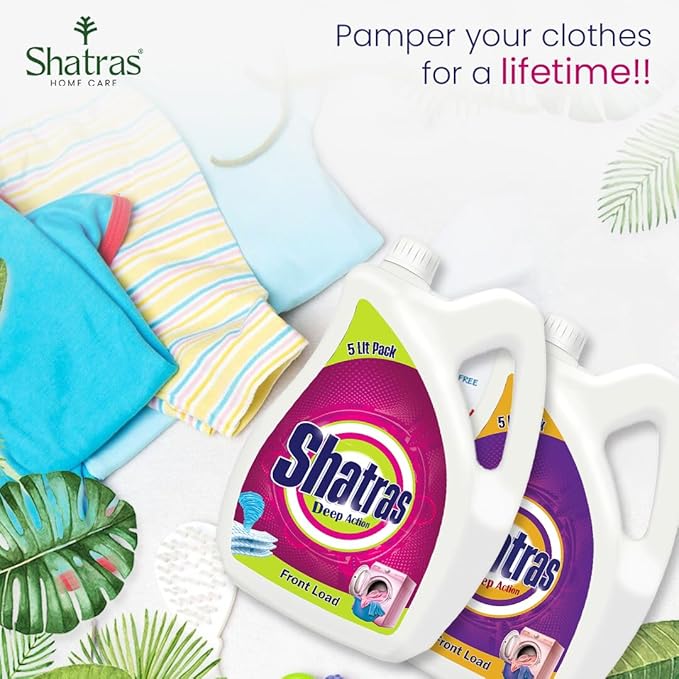 Shatras Front Load Laundry Liquid Detergent 5L x Pack of 2 | Non Toxic, Eco Friendly Best For Front Load