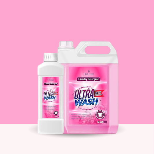 Shatras Ultra Wash Liquid Detergent – 1L & 5L Combo Powerful Stain Removal with One Scoop (Pink)
