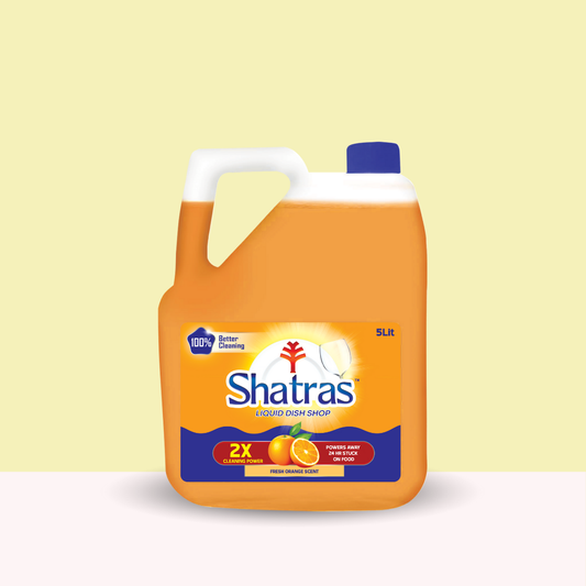 Shatras Orange Dishwash Liquid - 5L || Dish Cleaning Liquid Gel with German Technology - Active 3X More Power Molecules Leaves No Residue