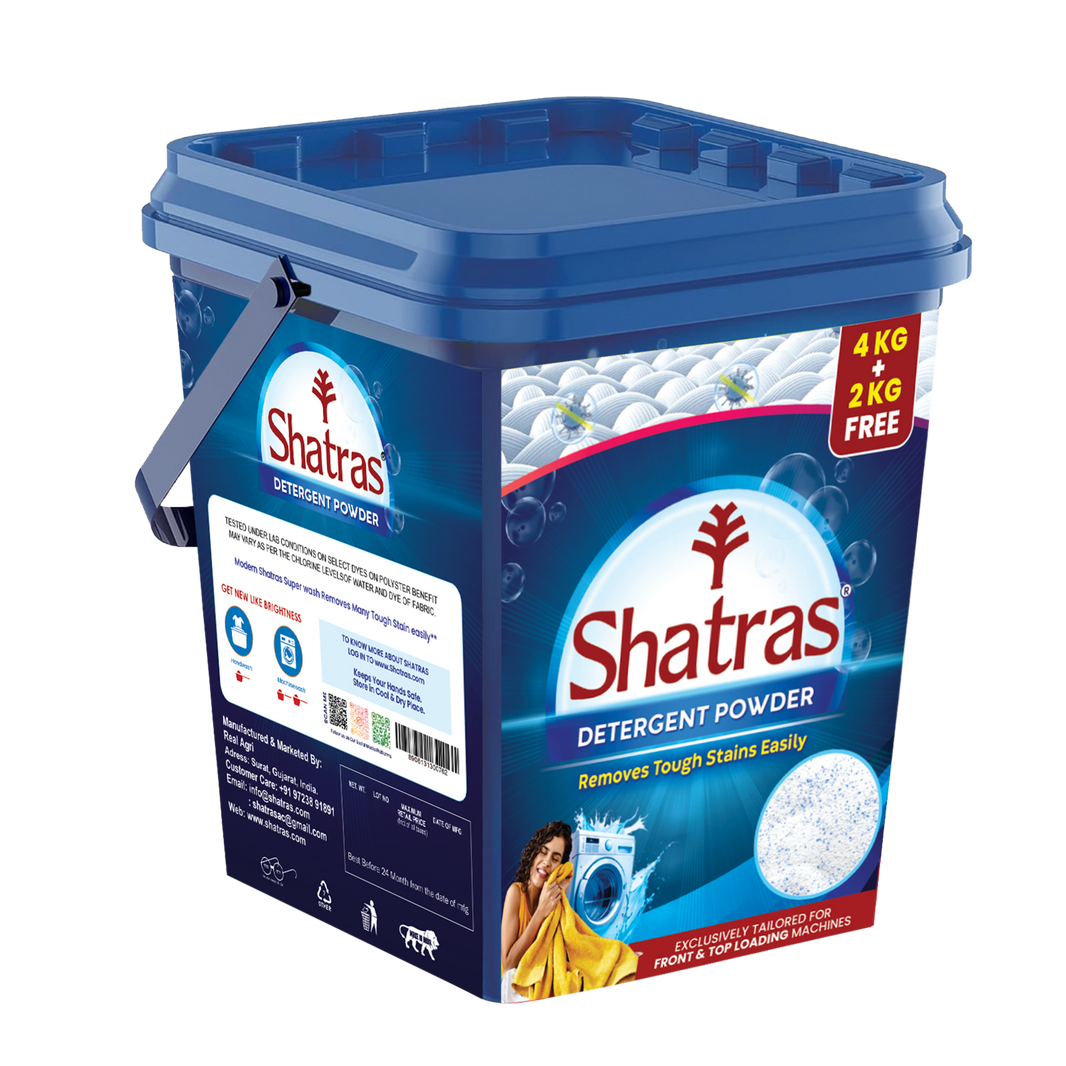 Shatras Detergent Powder - 6 Kg (4 Kg + 2 Kg Free), Super Wash For Auto-Semi & Hand-Wash