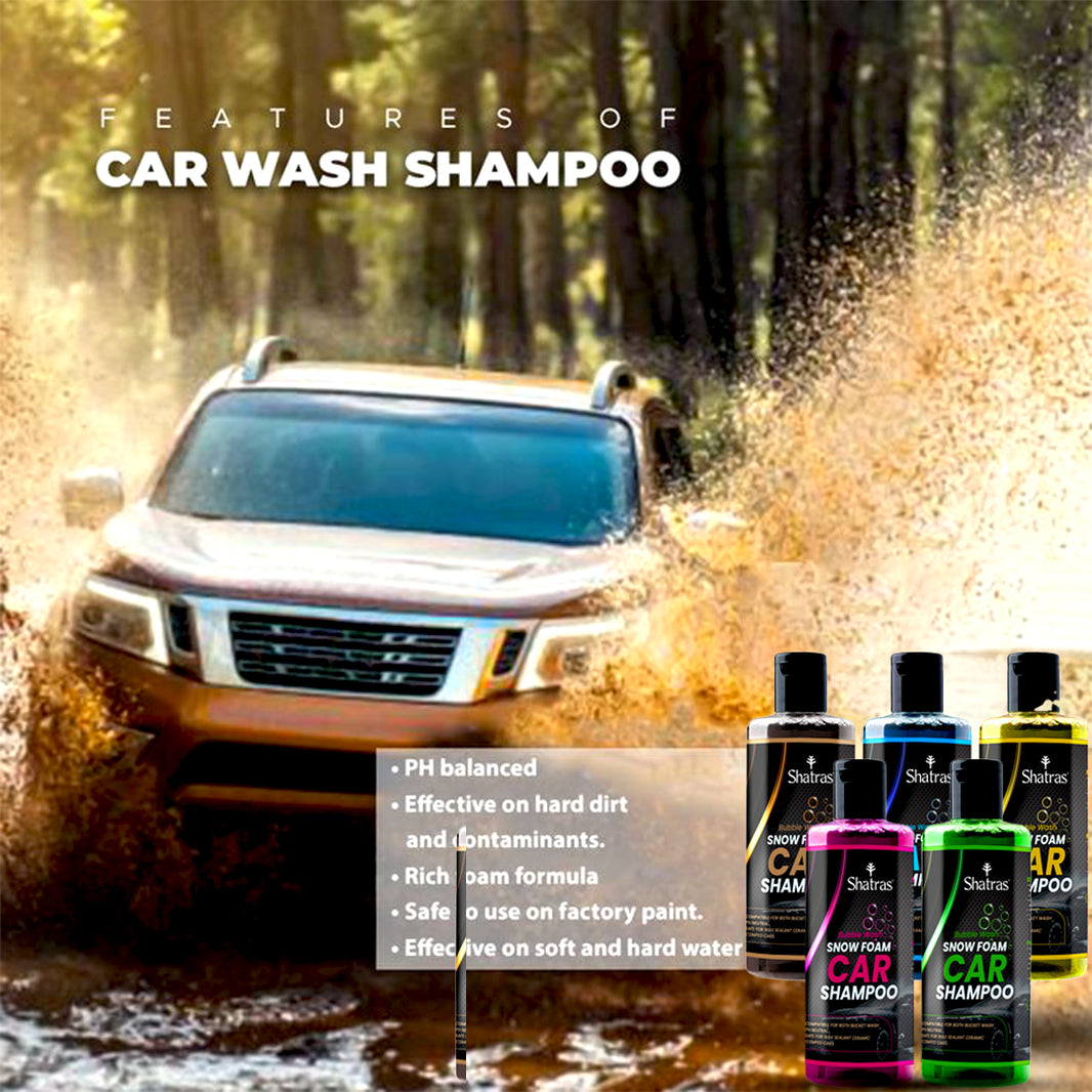 Shatras Snow Foam Car Wash Shampoo – 300 ml (5-Color Combo) High-Foam, pH-Balanced Cleaning