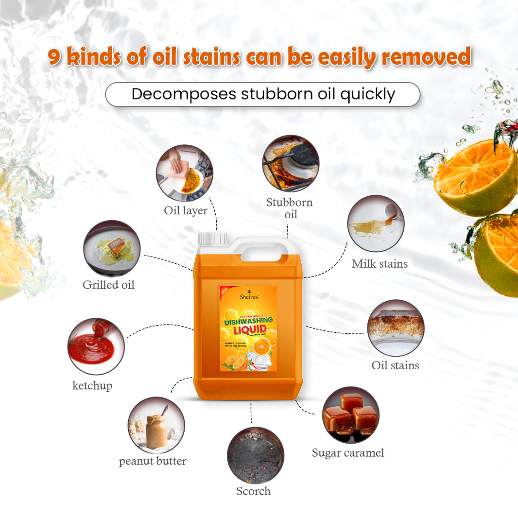 Dishwashing Liquid – Advanced Grease-Busting Power for 9 Tough Stains (5L, Orange Citrus)