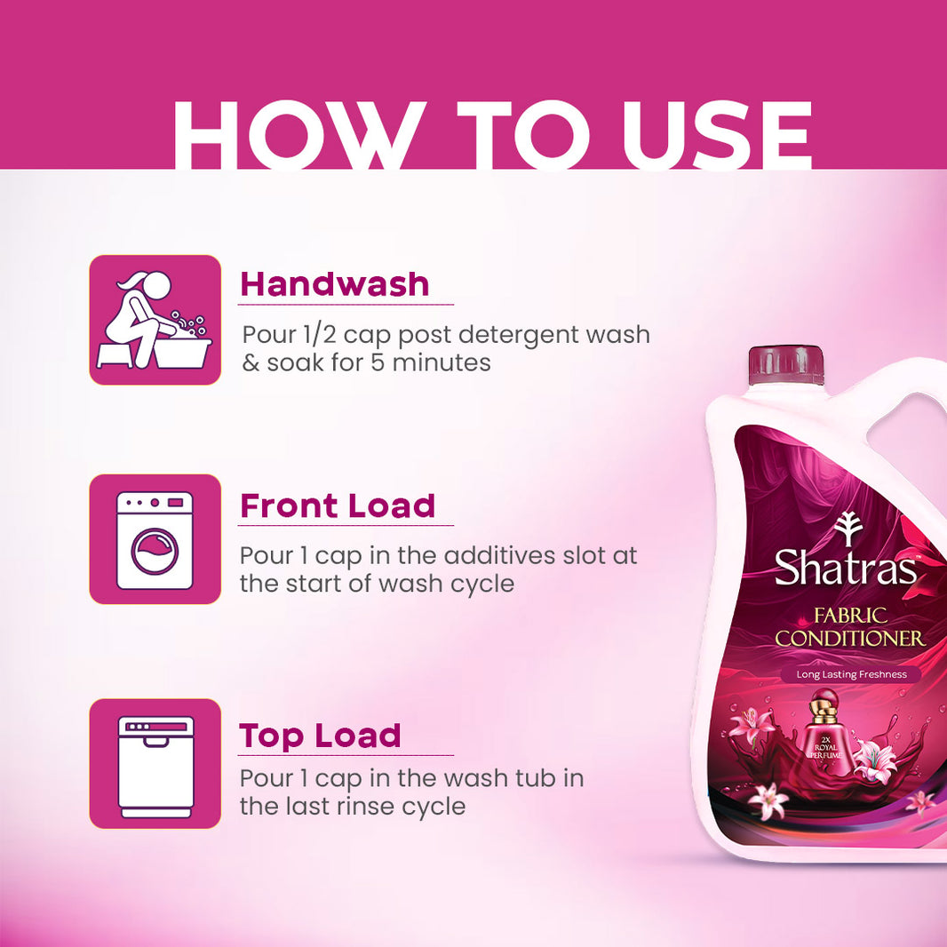Shatras Fabric Conditioner 2X – Long Lasting Freshness & Softness for Every Wash(Pink)