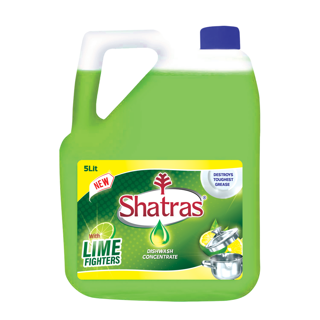 Shatras Dishwash Liquid Gel, Kitchen Utensil Cleaner Removes Grease & Oil-Green Lemon Dishwashing Detergent (5 Litter)