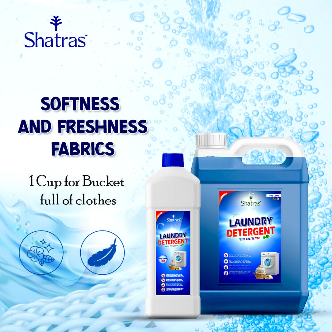 Shatras Laundry Detergent Combo 1L + 5L for Superior Freshness & Softness (Blue)