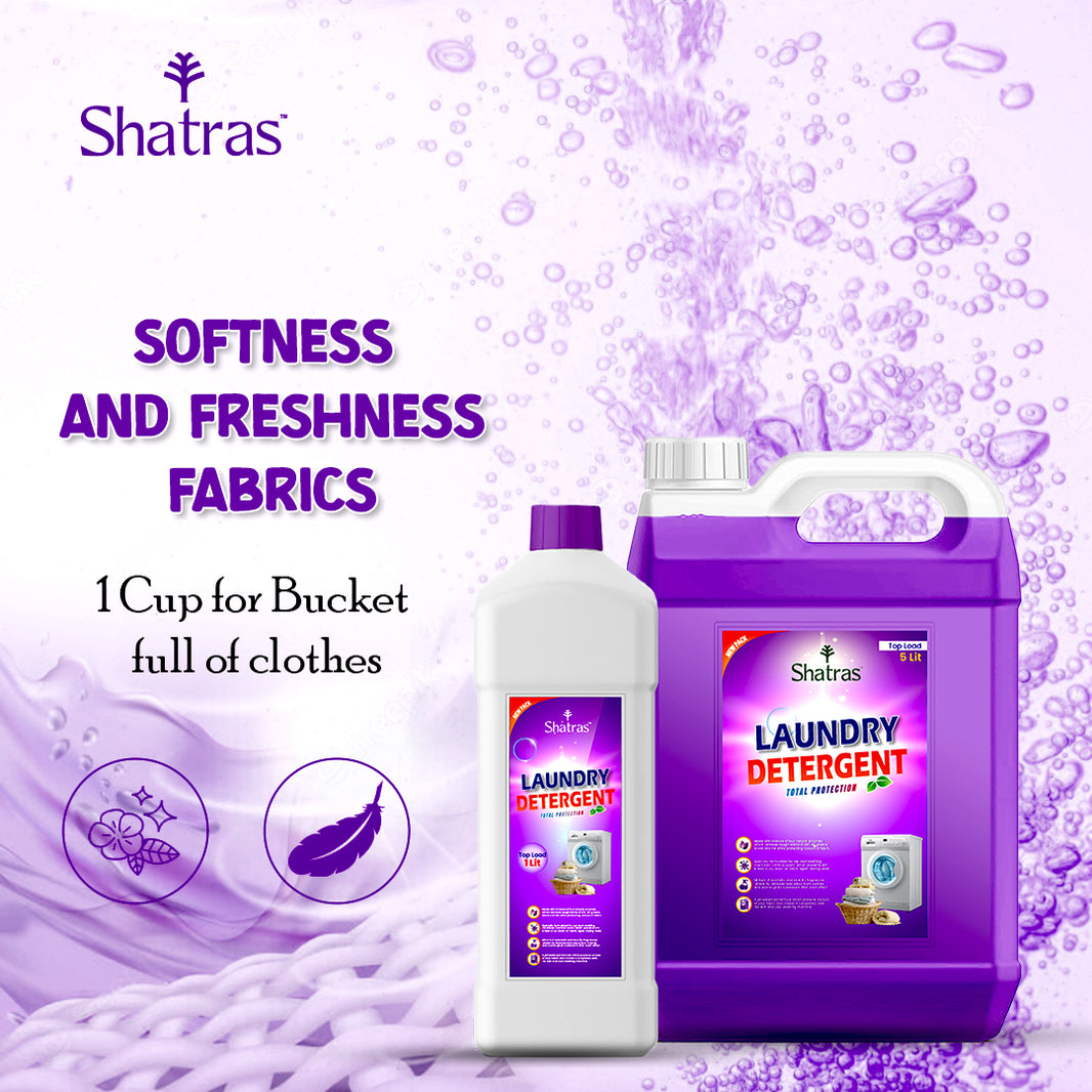 Shatras Laundry Detergent Combo 1L + 5L for Superior Freshness & Softness (Purple)