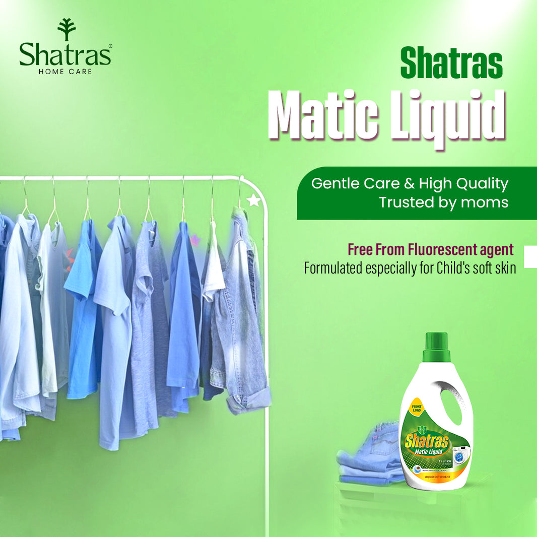 Shatras Matic Liquid Gentle on Clothes, Safe for Kids (Green)