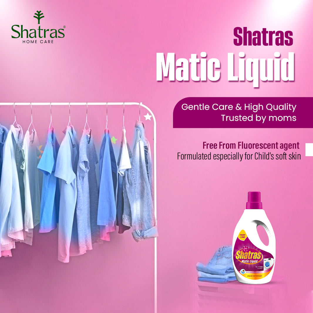 Shatras Matic Liquid Gentle on Clothes, Safe for Kids (Pink)