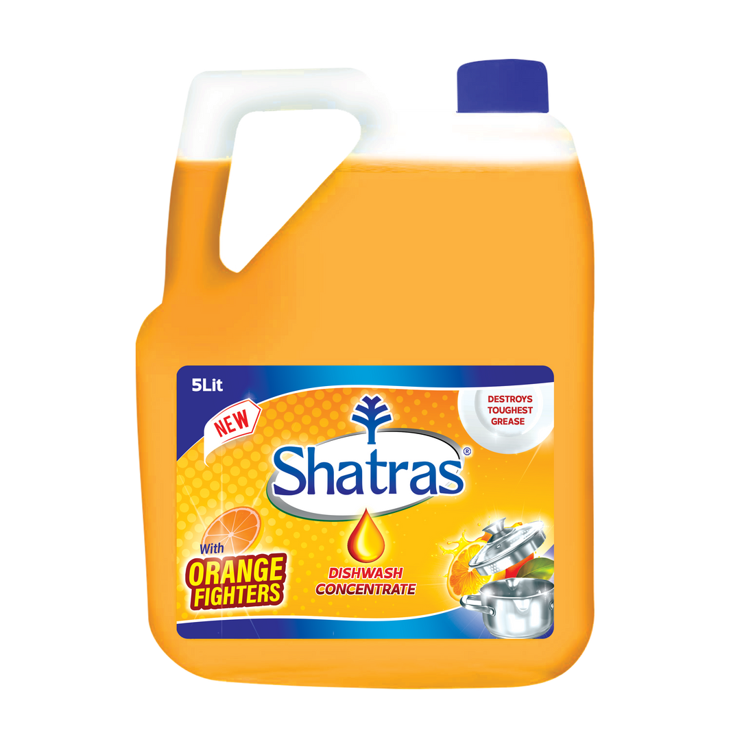 Shatras Dishwash Liquid Gel Orange Can Jar, Kitchen Utensil Cleaner Removes Grease & Oil Dishwashing Detergent-5L